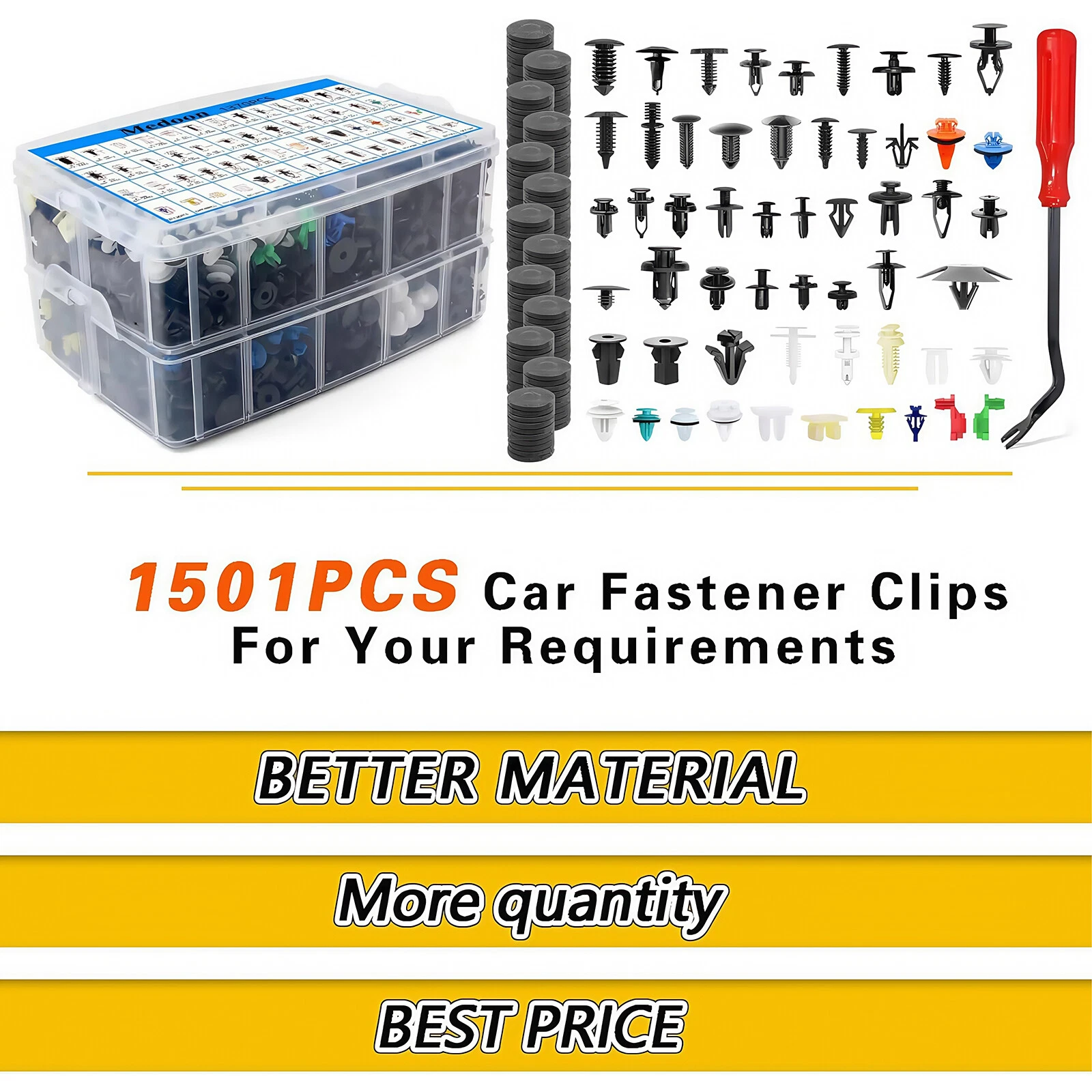 1501Pcs Car Retainer Clips Auto Fasteners Fender Push Trim Clip Pin Rivet Bumper