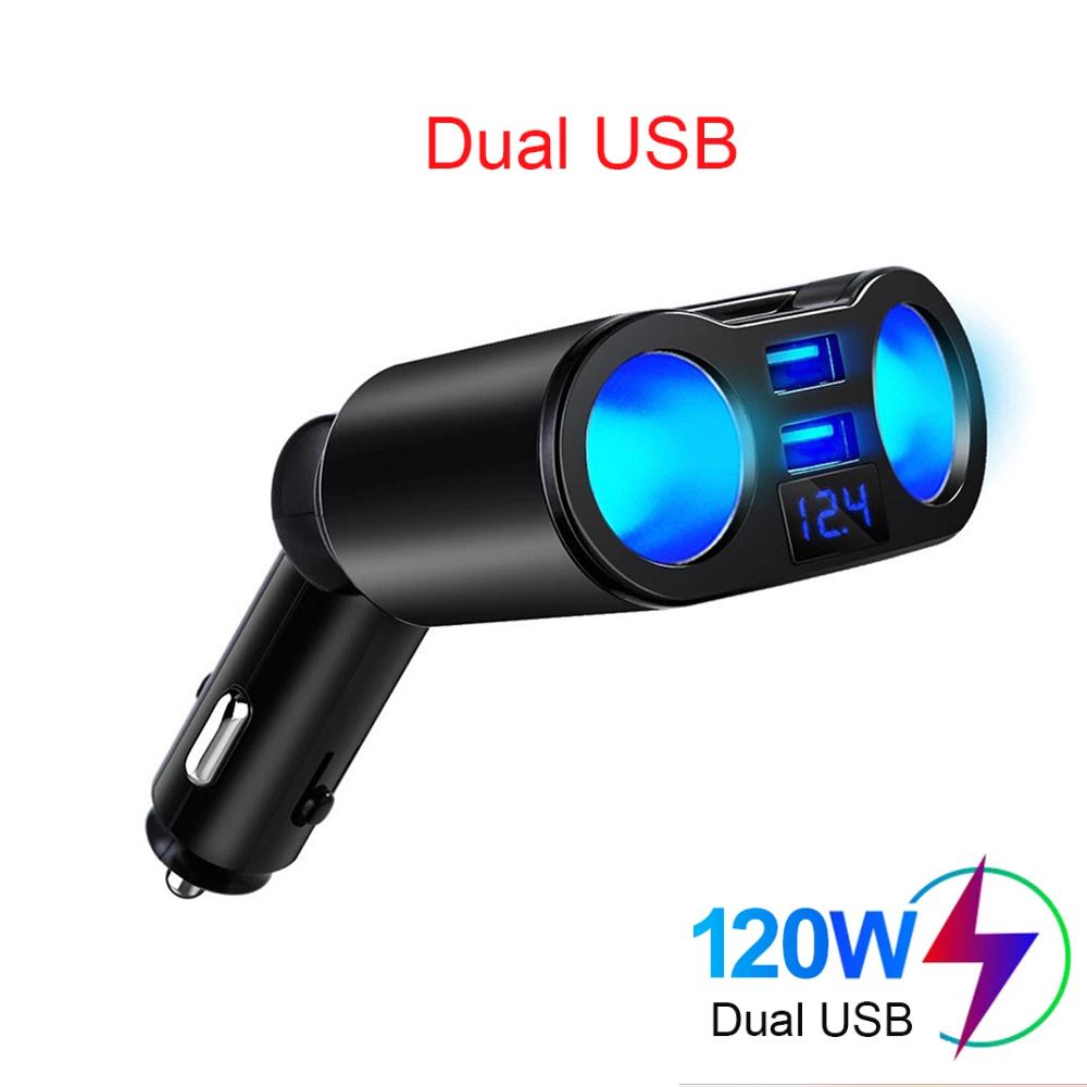 Car Socket Splitter Charger Dual USB PD20W QC 3.0 Quick Charge 12V-24V 60W Auto Type C Charging Power Adapter Plug