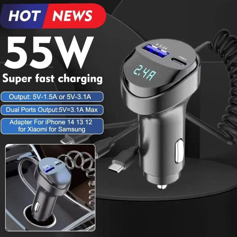 3in1 Car Bluetooth 5.0 FM Transmitter Audio MP3 Player 55W Fast Charging