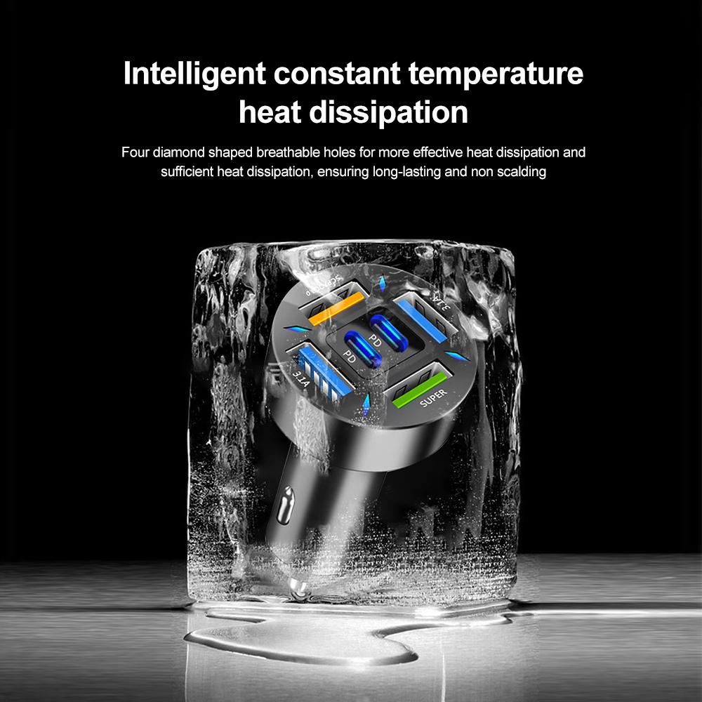 66W USB Car Charger Quick Charge PD QC3.0 With Voltmeter Cigarette Lighter Socket Power Adapter