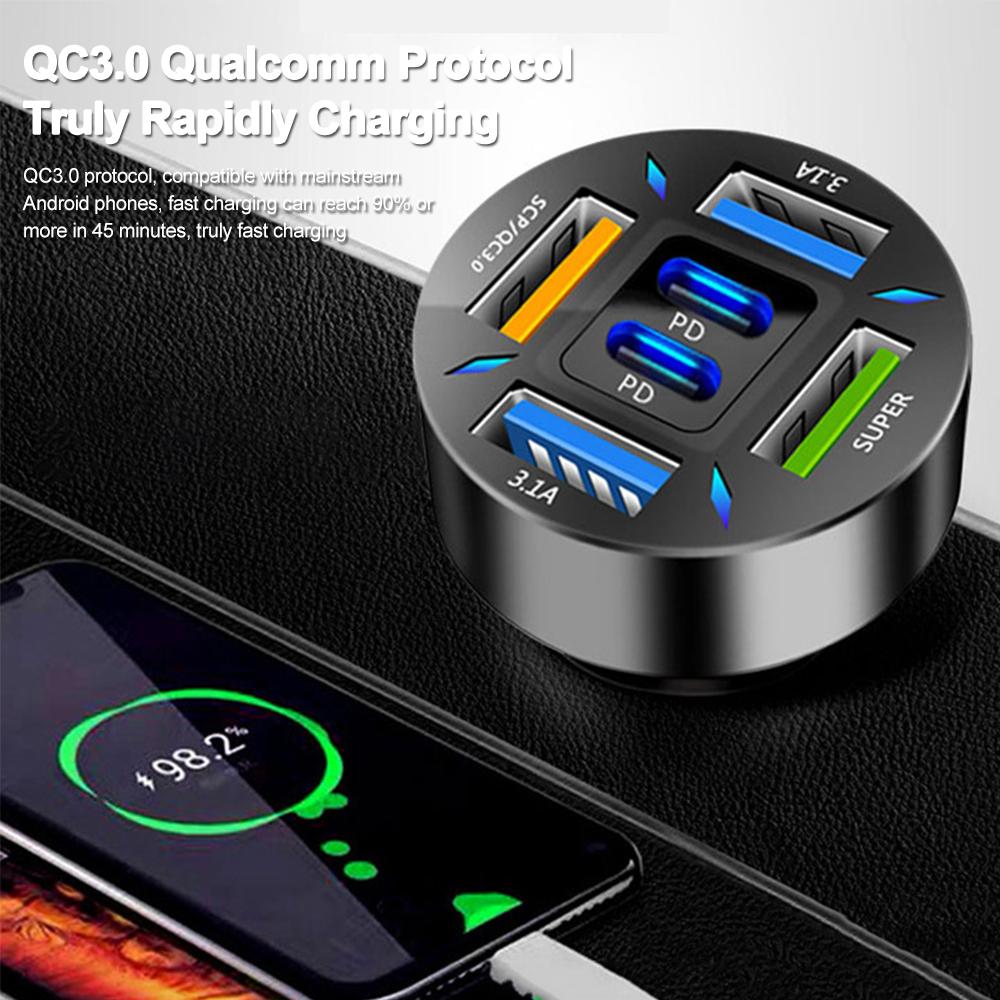 66W USB Car Charger Quick Charge PD QC3.0 With Voltmeter Cigarette Lighter Socket Power Adapter