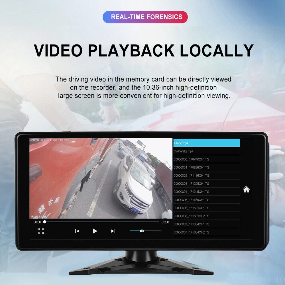 1080P Backup Cameras 10.36" Monitor DVR Carplay Android Auto BSD Reverse System