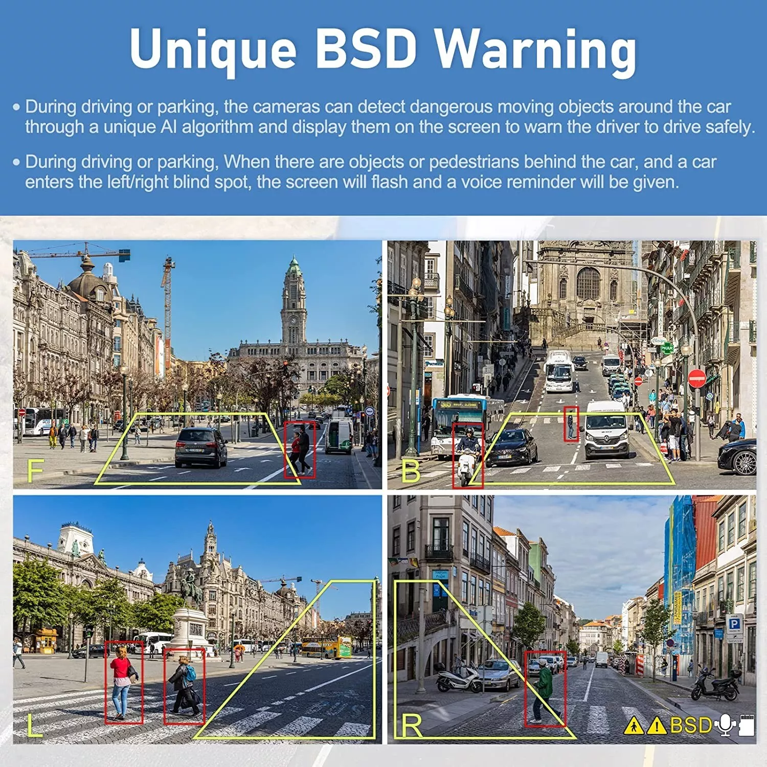 1080P Backup Cameras 10.36" Monitor DVR Carplay Android Auto BSD Reverse System