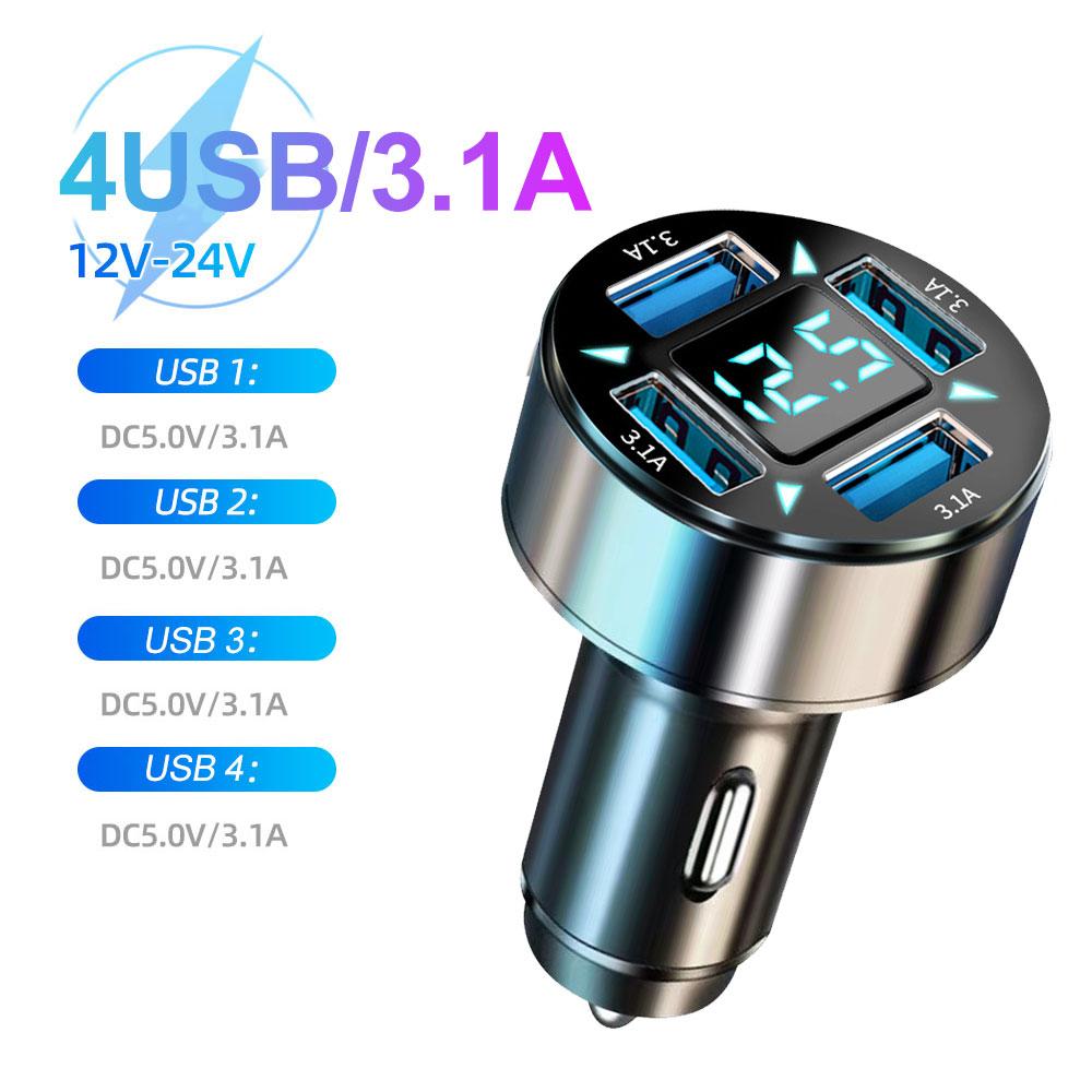 66W USB Car Charger Quick Charge PD QC3.0 With Voltmeter Cigarette Lighter Socket Power Adapter