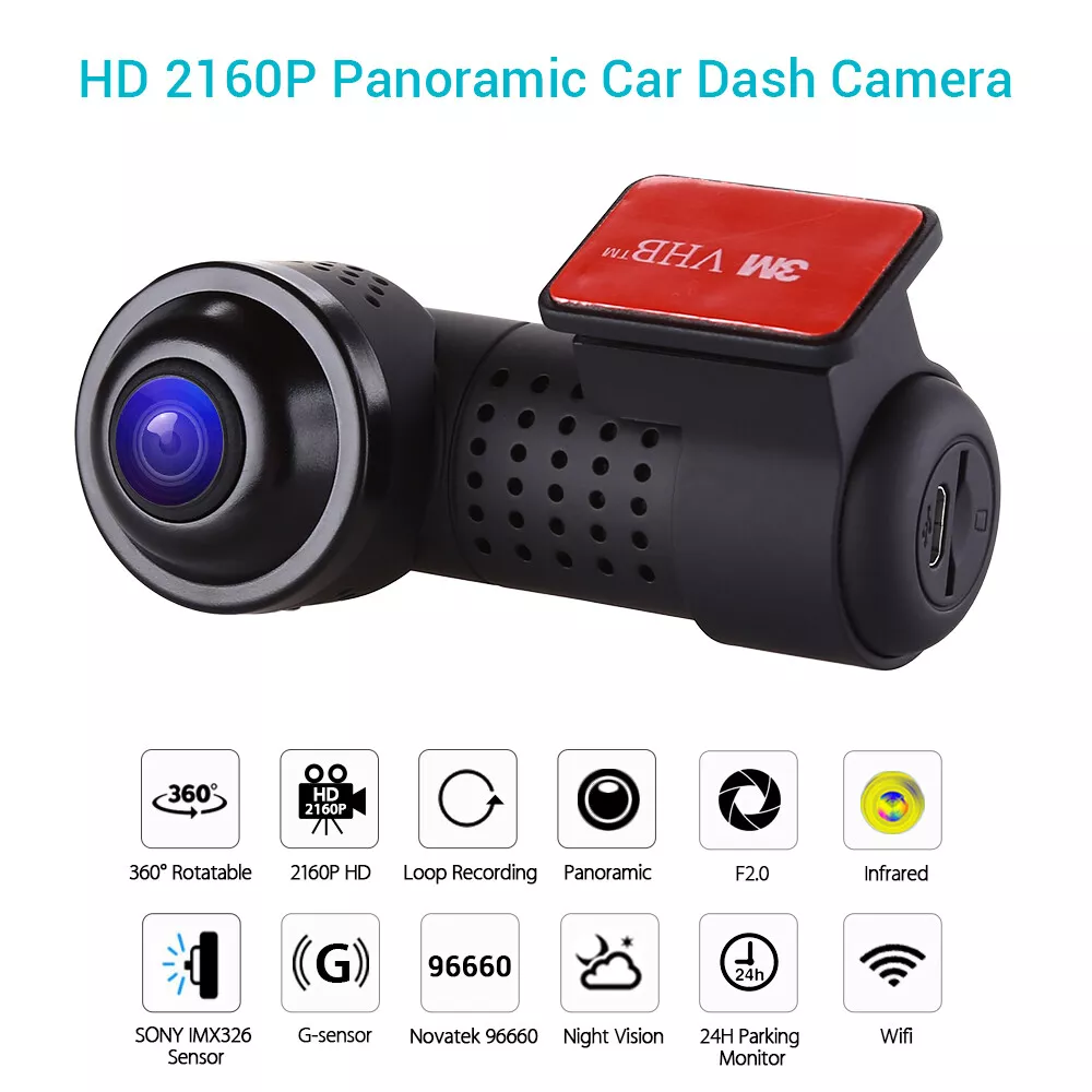 360° Panoramic fisheye len Wifi Car DVR Full View front 4K dash cam Car Camera
