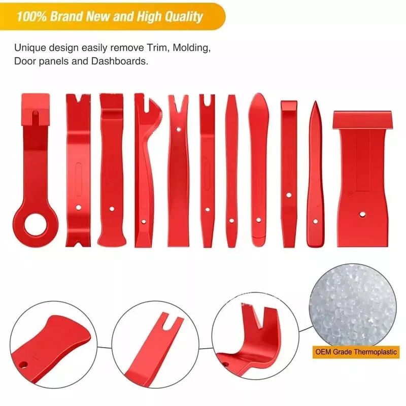 12 Auto Trim Removal Tool Kit Car Panel Door Dashboard Fastener Remover Pry Set