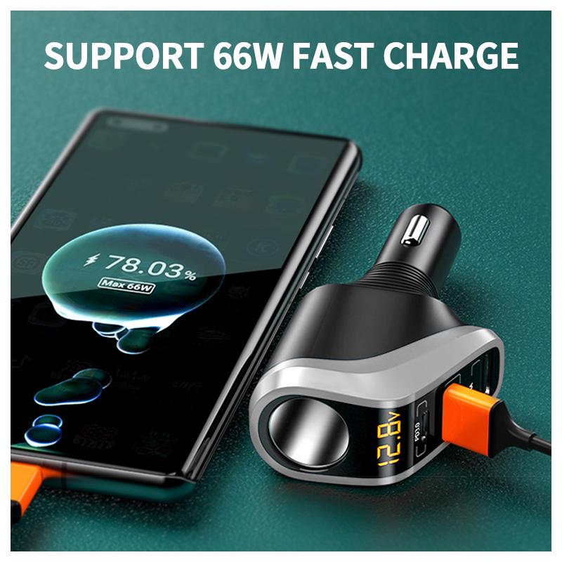 Car Charger Three USB Ports Quick Charge QC3.0 Ports Adapter PC 20W 66W Car Phone Charging