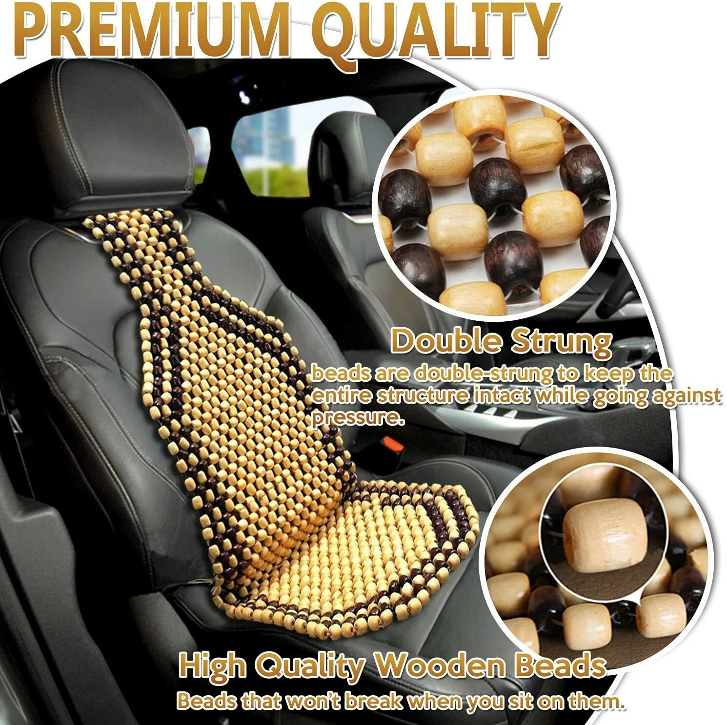 Tech Automobile Car Wooded Beaded Comfortable Seat Cover Cushion