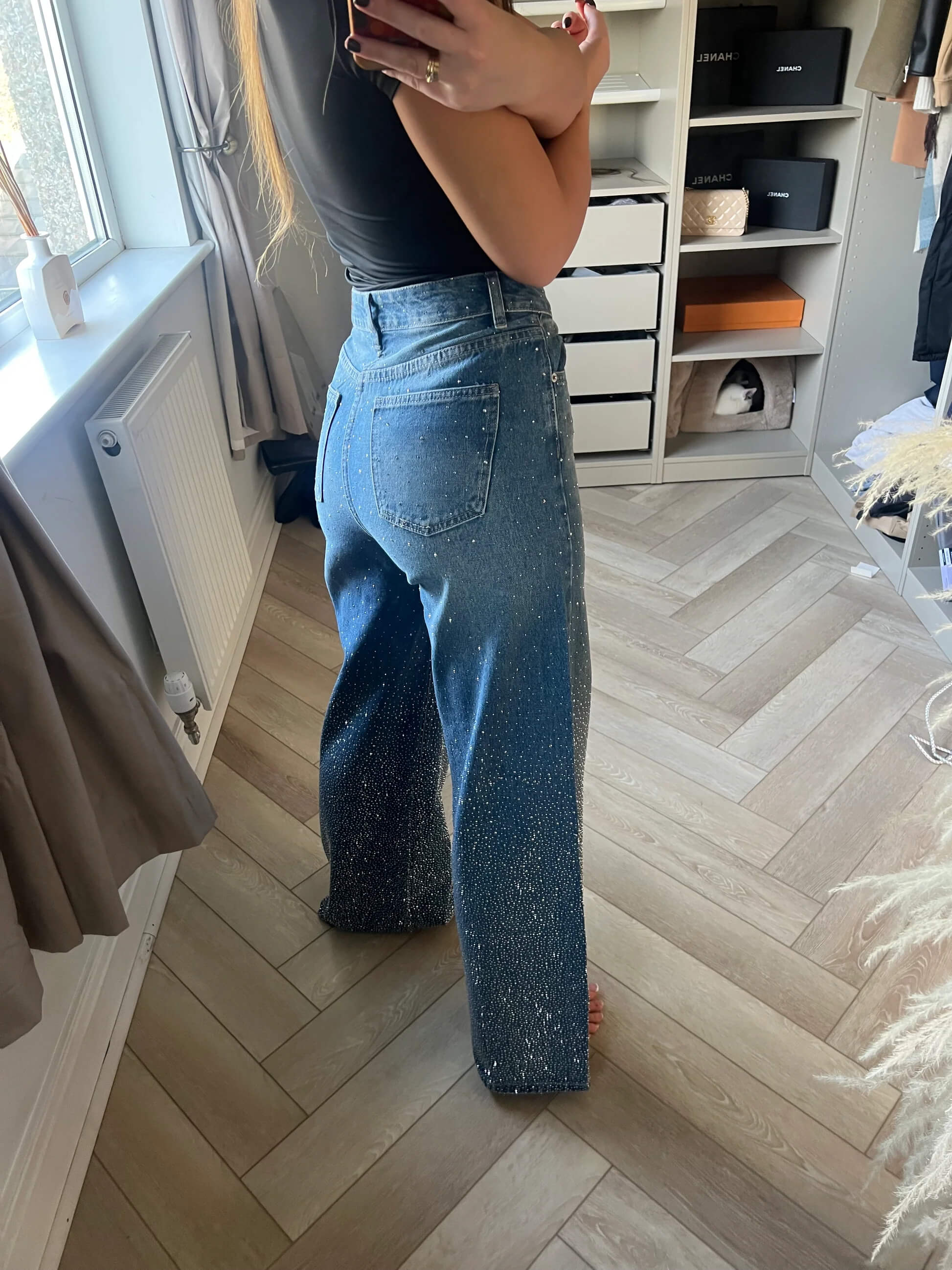 Ombré Diamanté Wide Leg Jeans