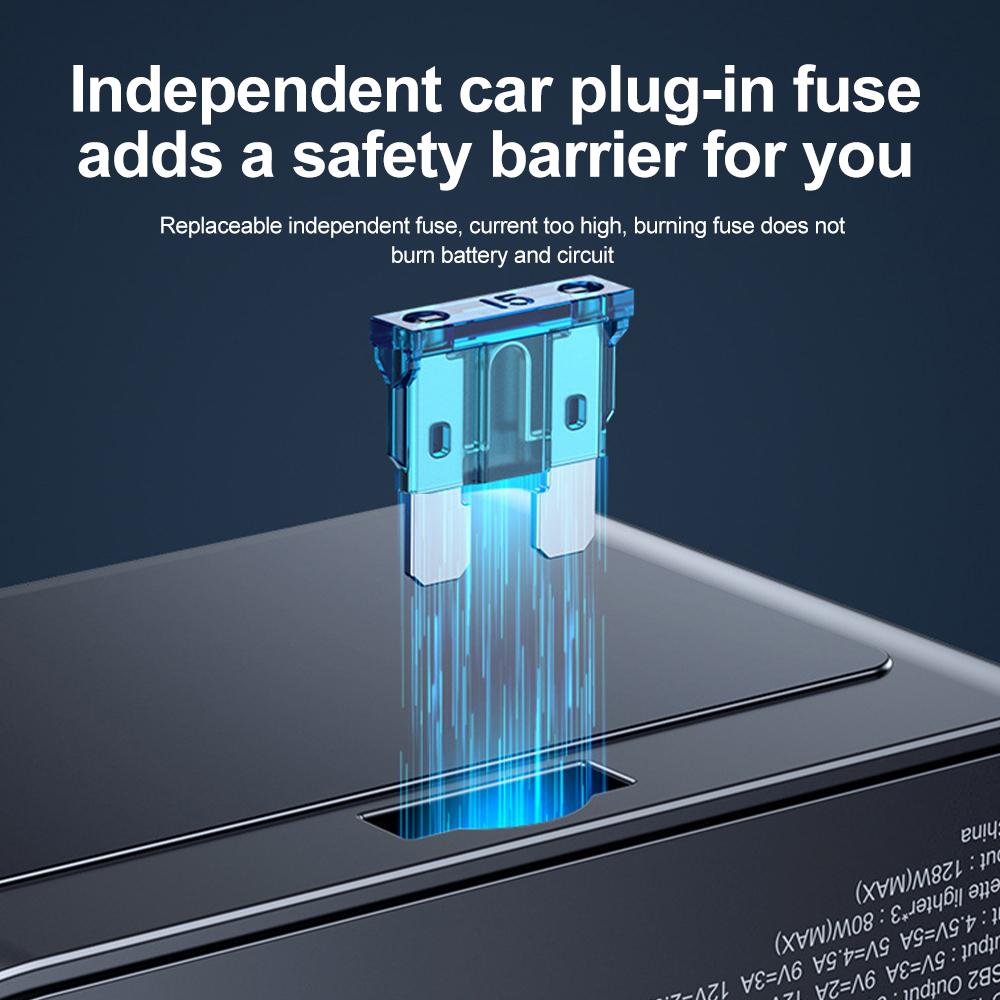 128W Car Phone Charger Lighter Adapter PD30W QC3.0 Multi Ports Quick Charge USB Charging Socket with Switch