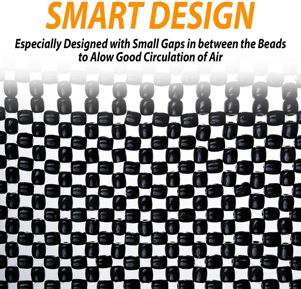 Black Car Wooden Beaded Seat Cover Massage Cushion Double Strung