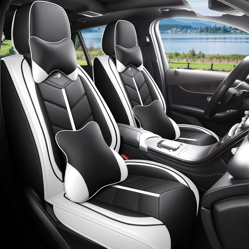 For Car Seat Cover Full Surround Set 5-Seat Faux Leather Cushion Cover