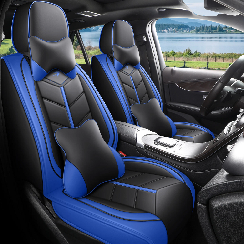 For Car Seat Cover Full Surround Set 5-Seat Faux Leather Cushion Cover