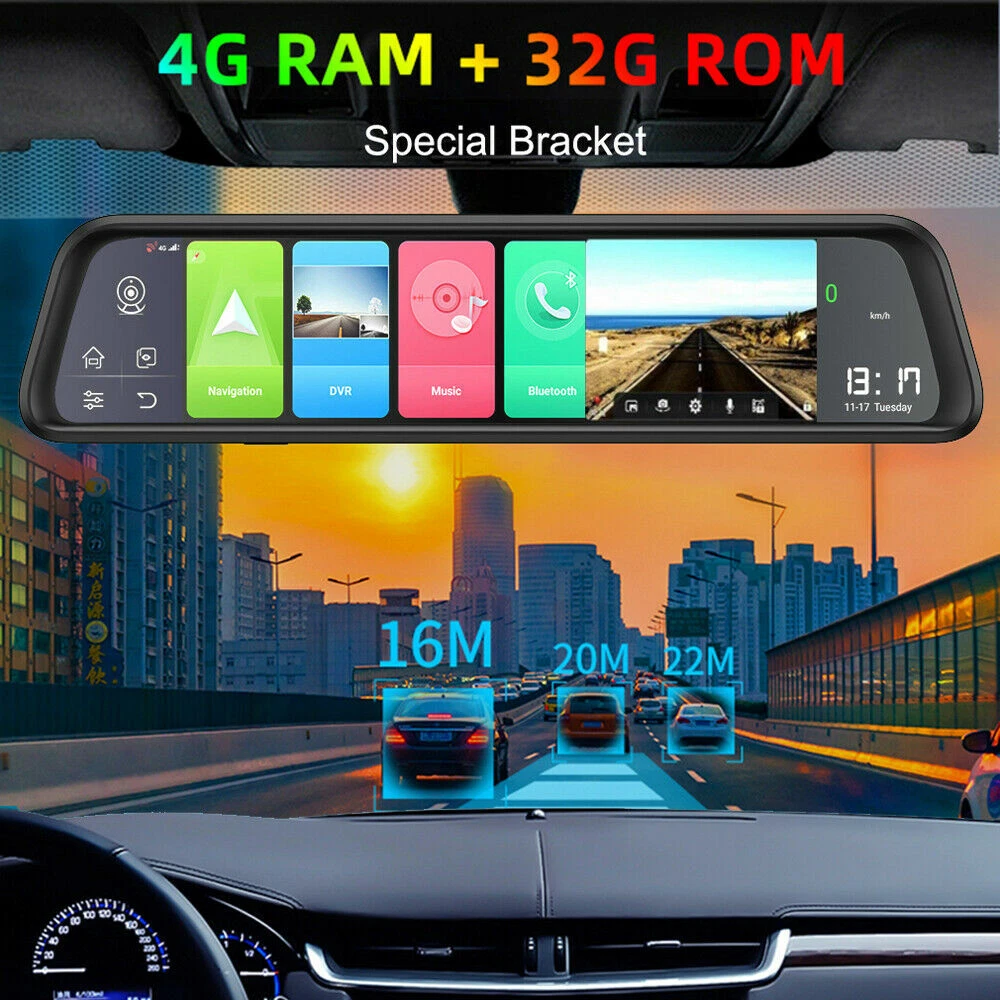 Android Rearview Mirror Car DVR Camera 4G ADAS GPS Wifi Video Recorder Dash Cam