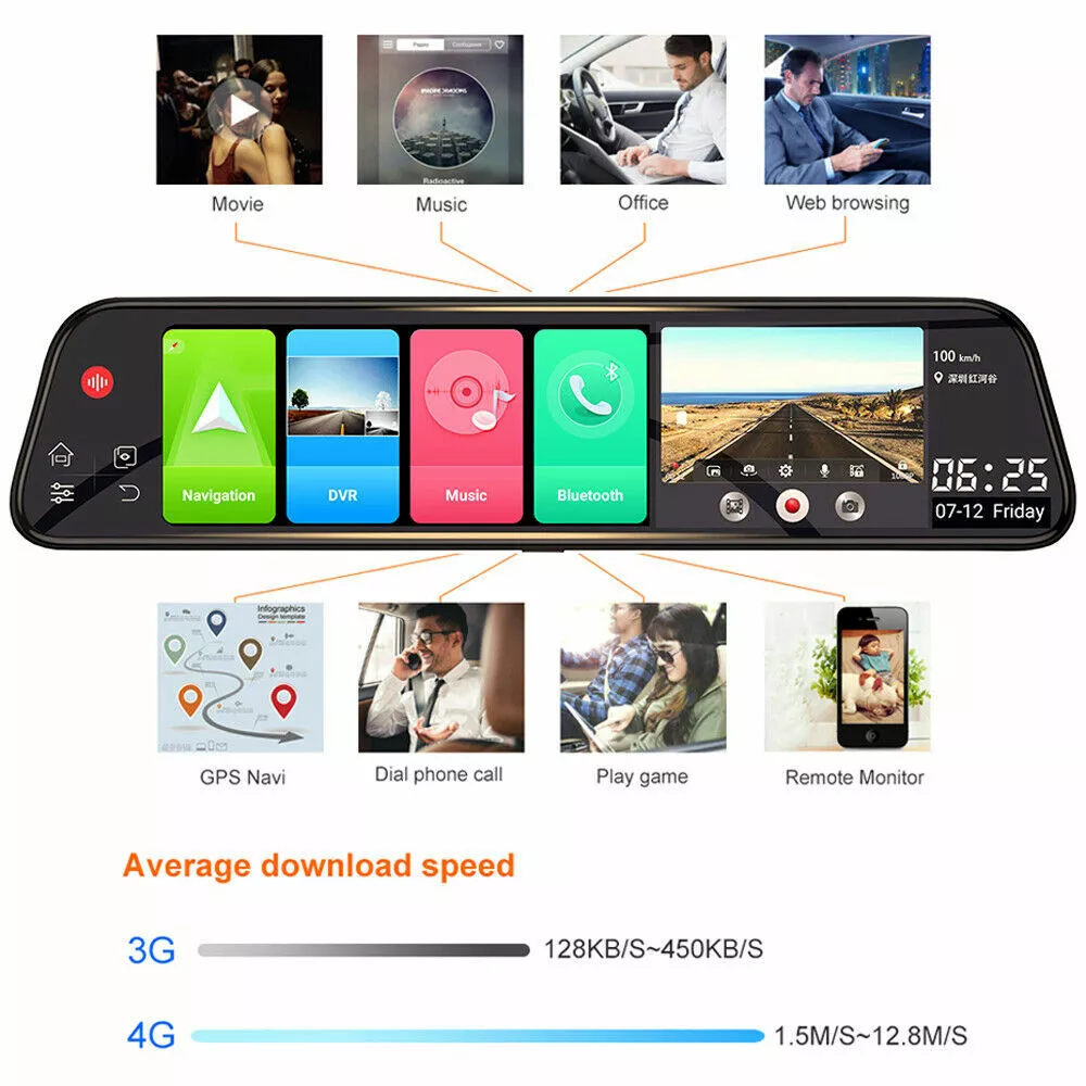 Android Rearview Mirror Car DVR Camera 4G ADAS GPS Wifi Video Recorder Dash Cam