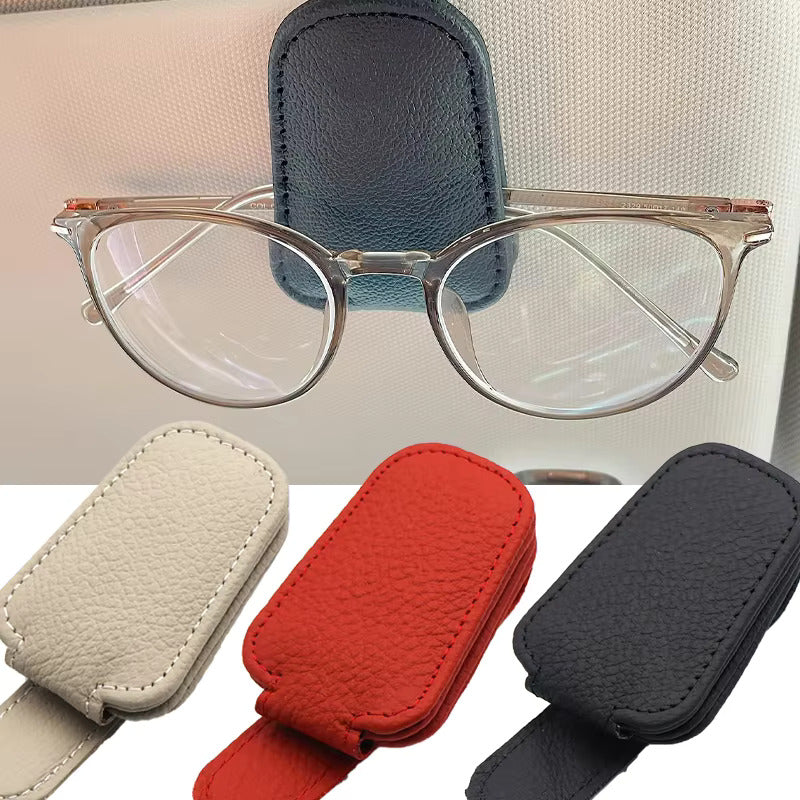 Universal Car Visor Leather Sunglass Holder