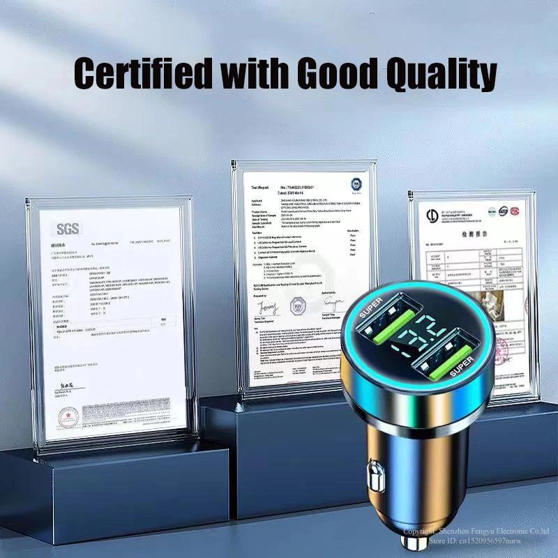 2 Port Super Fast USB Car Charger for iPhone 14 Pro Max 13 12 11 Oneplus Huawei OPPO Samsung Xiaomi 240W Quick Charging Adapter