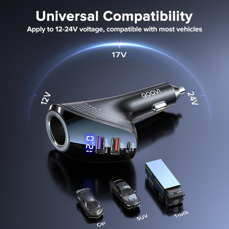 150W Car Charger Usb Type C Super Fast Charging PD 4.0 Quick Charge 3.0 Cigarette Lighter Socket