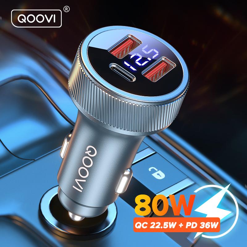 80W Car Charger PD USB Type C Dual Port USB Phone Charger