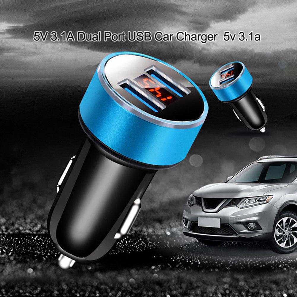 3.1A Dual USB Port LCD Display Car Mobile Phone Quick Charger