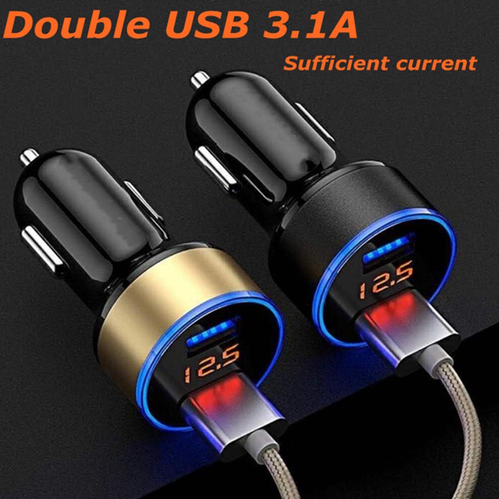 3.1A Dual USB Port LCD Display Car Mobile Phone Quick Charger