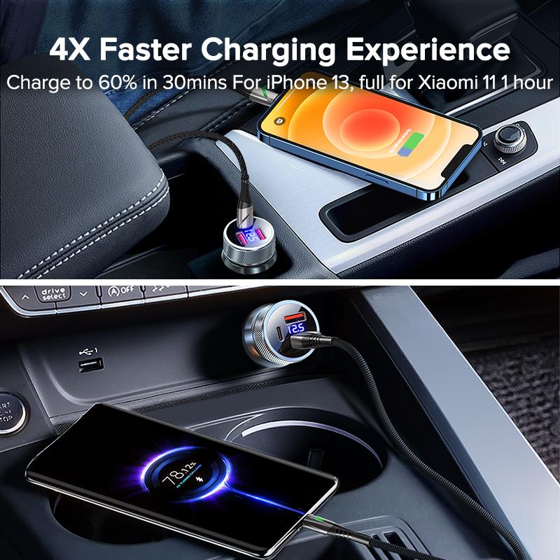 80W Car Charger PD USB Type C Dual Port USB Phone Charger
