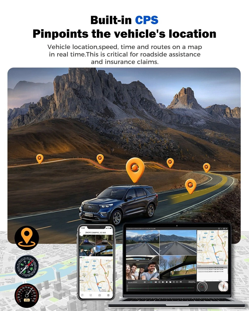 360 Degree Panoramic View 4 Cameras Car DVR Dash Cam 1080P Wifi GPS Night Vision