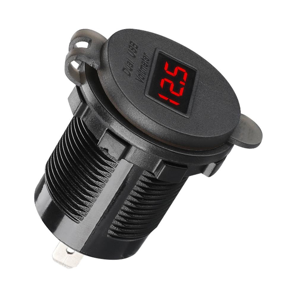 4.2A/5V Dual USB Car Charger Socket with Voltage Display Waterproof Fast Charge Adapter Power Outlet for Car Marine Motorcycle